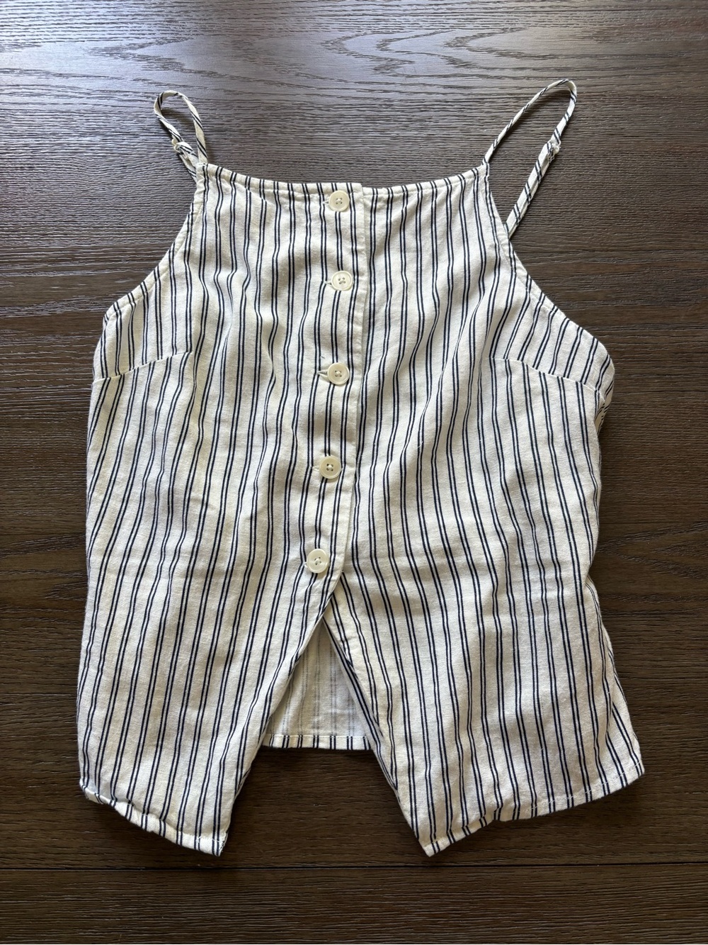 a new day White and Black Striped Button-Front Camisole